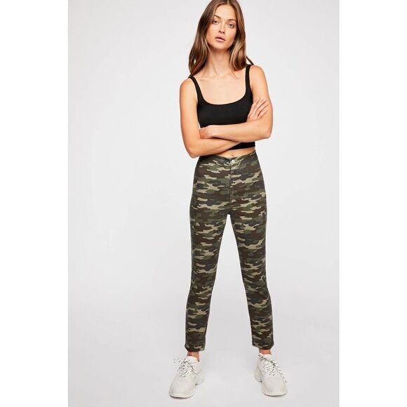 Free People Denim - NWT Free People Belle Green Camo Skinny Jeans